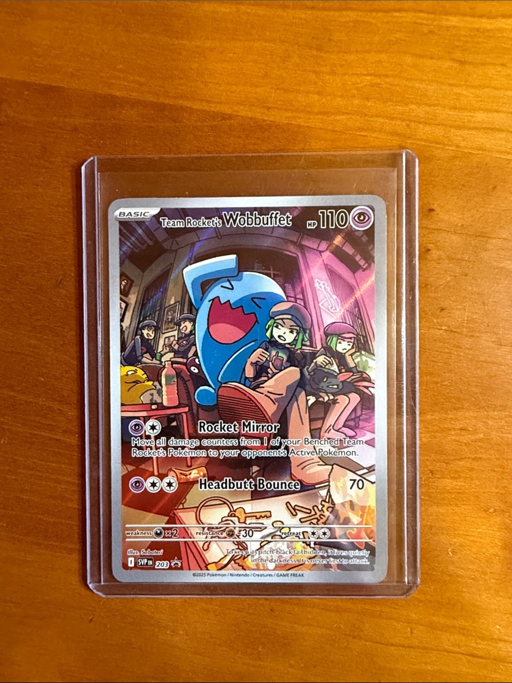 Pokemon Team Rocket's Wobbuffet Holo Card - Blue, Pink, Purple
